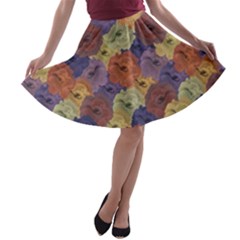 Vintage Floral Collage Print A-line Skater Skirt