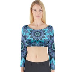 Star Connection, Abstract Cosmic Constellation Long Sleeve Crop Top by DianeClancy