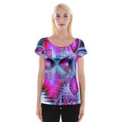 Crystal Northern Lights Palace, Abstract Ice  Women s Cap Sleeve Top by DianeClancy