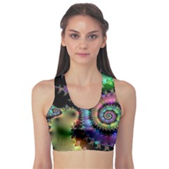 Satin Rainbow, Spiral Curves Through The Cosmos Sports Bra by DianeClancy