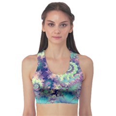 Violet Teal Sea Shells, Abstract Underwater Forest (purple Sea Horse, Abstract Ocean Waves  Sports Bra by DianeClancy