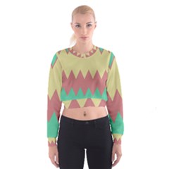 Retro Chevrons       Women s Cropped Sweatshirt by LalyLauraFLM