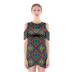 Rhombus Pattern          Women s Cutout Shoulder Dress