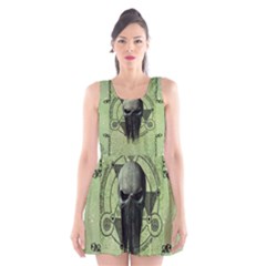 Awesome Green Skull Scoop Neck Skater Dress by FantasyWorld7