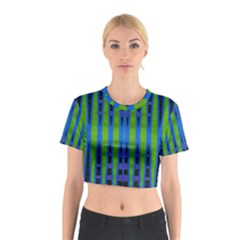 Blue Green Geometric Cotton Crop Top