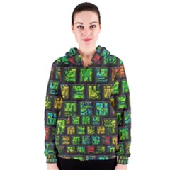 Colorful Buttons               Women s Zipper Hoodie