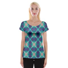 Blue Stars Pattern                  Women s Cap Sleeve Top