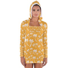 Summer Palm Tree Pattern Women s Long Sleeve Hooded T-shirt