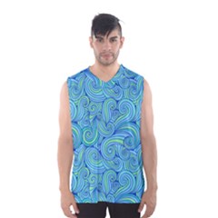 Abstract Blue Wave Pattern Men s Basketball Tank Top