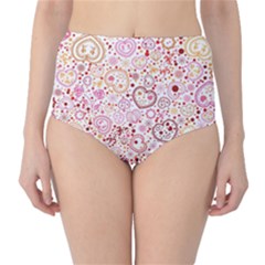 Ornamental Pattern With Hearts And Flowers  High-waist Bikini Bottoms