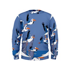 Abstract Pelicans Seascape Tropical Pop Art Kids  Sweatshirt by WaltCurleeArt