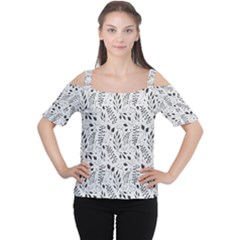 Hand Painted Floral Pattern Women s Cutout Shoulder Tee