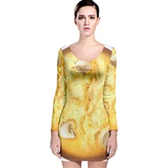 White Chocolate Chip Lemon Cookie Novelty Long Sleeve Velvet Bodycon Dress