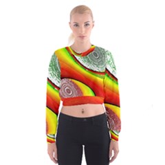 Orange Nebulae Women s Cropped Sweatshirt