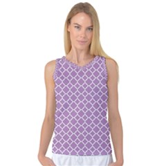 Lilac Purple Quatrefoil Pattern Women s Basketball Tank Top by Zandiepants