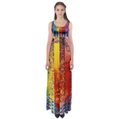 Conundrum I, Abstract Rainbow Woman Goddess  Empire Waist Maxi Dress by DianeClancy