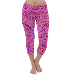 Bright Pink Confetti Storm Capri Winter Leggings 