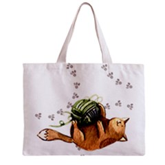 Lovely Cat Playing A Ball Of Wool Zipper Mini Tote Bag by TastefulDesigns