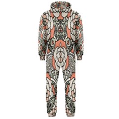 Petals, Vintage Pink, Bold Flower Design Hooded Jumpsuit (men) 