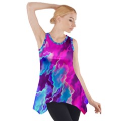 Stormy Pink Purple Teal Artwork Side Drop Tank Tunic by KirstenStar