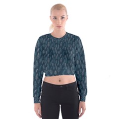 Whimsical Feather Pattern, Midnight Blue, Women s Cropped Sweatshirt by Zandiepants