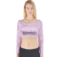 Whimsical Feather Pattern, Pink & Purple, Long Sleeve Crop Top (tight Fit)