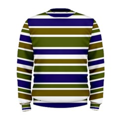 Olive Green Blue Stripes Pattern Men s Sweatshirt by BrightVibesDesign