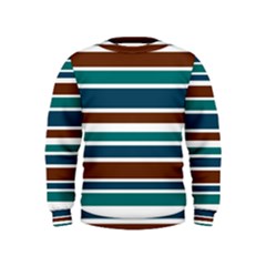 Teal Brown Stripes Kids  Sweatshirt