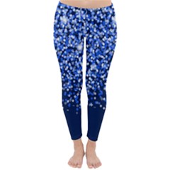 Blue Glitter Rain Winter Leggings  by KirstenStar