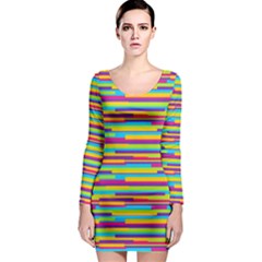 Colorful Stripes Background Long Sleeve Bodycon Dress