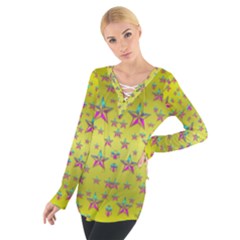 Flower Power Stars Women s Tie Up Tee