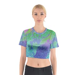 Green Blue Pink Color Splash Cotton Crop Top