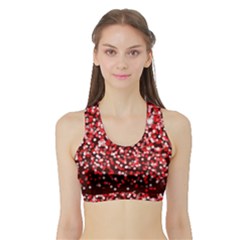 Red Glitter Rain Women s Sports Bra With Border