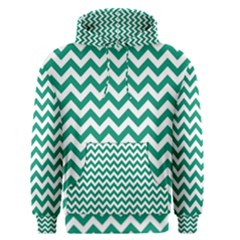 Emerald Green & White Zigzag Pattern Men s Pullover Hoodie by Zandiepants