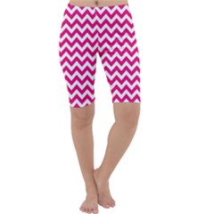 Hot Pink & White Zigzag Pattern Cropped Leggings  by Zandiepants