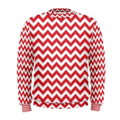 Poppy Red & White Zigzag Pattern Men s Sweatshirt