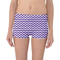 Royal Purple & White Zigzag Pattern Boyleg Bikini Bottoms by Zandiepants