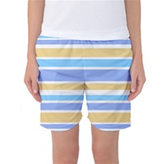 Blue Yellow Stripes Women s Basketball Shorts