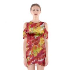 Colorful Splatters                                      Women s Cutout Shoulder Dress