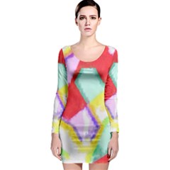 Watercolors Shapes                                         Long Sleeve Bodycon Dress