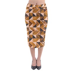 Brown Tiles Midi Pencil Skirt