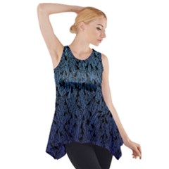 Blue Ombre Feather Pattern, Black,  Side Drop Tank Tunic by Zandiepants