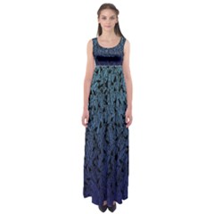 Blue Ombre Feather Pattern, Black,  Empire Waist Maxi Dress by Zandiepants