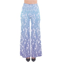 Blue Ombre Feather Pattern, White,  Pants by Zandiepants