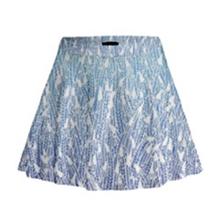 Blue Ombre Feather Pattern, White,  Mini Flare Skirt by Zandiepants