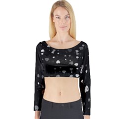 Black And White Hearts Long Sleeve Crop Top