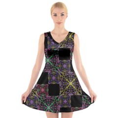 Ornate Boho Patchwork V-neck Sleeveless Skater Dress by dflcprintsclothing