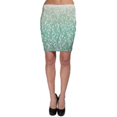 Green Ombre Feather Pattern, White, Bodycon Skirt by Zandiepants