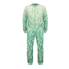 Green Ombre Feather Pattern, White, Onepiece Jumpsuit (kids) by Zandiepants