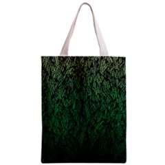 Green Ombre Feather Pattern, Black, Zipper Classic Tote Bag by Zandiepants